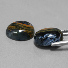 Gemas de pietersita multicolor natural de  ct, corte óvalo, opaco