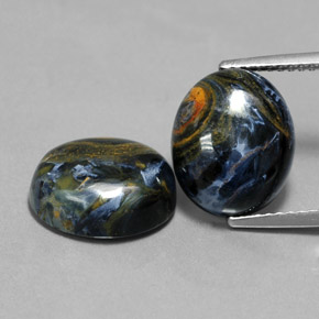 Gemas de pietersita multicolor natural de  ct, corte óvalo, opaco