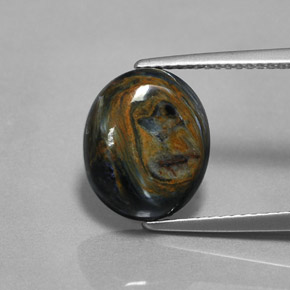 Pietersita multicolor natural de 4,34 ct, corte óvalo, opaco