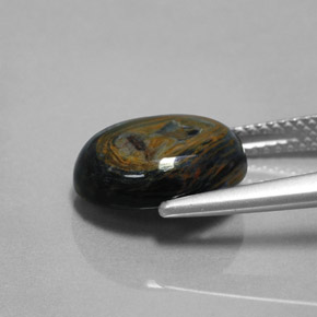 Pietersita multicolor natural de 4,34 ct, corte óvalo, opaco