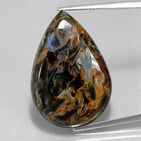 Pietersita multicolor natural de 23,64 ct, en forma de pera, opaco