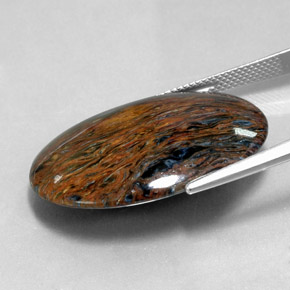 Pietersita multicolor natural de 22,70 ct, corte óvalo, opaco