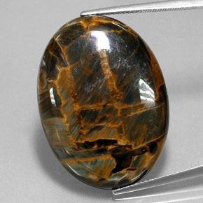 Pietersita azul natural de 30,34 ct, corte óvalo, opaco