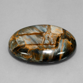 Pietersita azul natural de 30,34 ct, corte óvalo, opaco