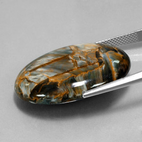 Pietersita azul natural de 30,34 ct, corte óvalo, opaco