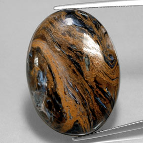 Pietersita multicolor natural de 36,42 ct, corte óvalo, opaco