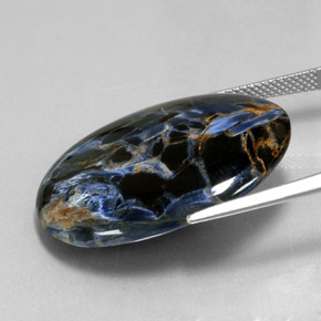 Pietersita multicolor natural de 21,39 ct, corte óvalo, opaco