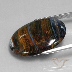 Pietersita multicolor natural de 24,09 ct, corte óvalo, opaco