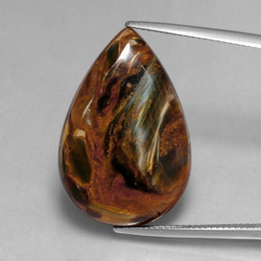 Pietersita multicolor natural de 19,86 ct, en forma de pera, opaco