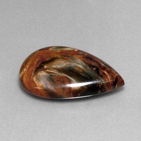 Pietersita multicolor natural de 19,86 ct, en forma de pera, opaco