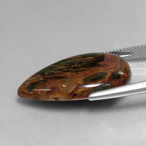 Pietersita multicolor natural de 19,86 ct, en forma de pera, opaco