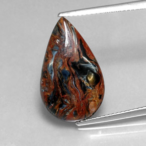 Pietersita multicolor natural de 4,92 ct, en forma de pera, opaco