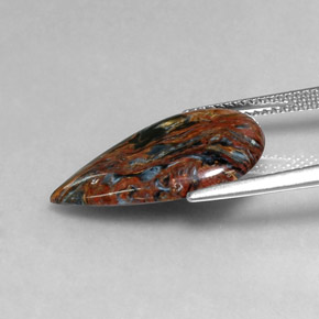Pietersita multicolor natural de 4,92 ct, en forma de pera, opaco