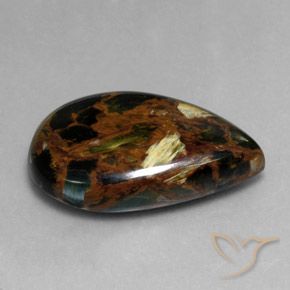 Pietersita Multicolor natural de 28.16 ct, En forma de pera, Opaco