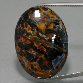 Pietersita azul natural de 36,58 ct, corte óvalo, opaco