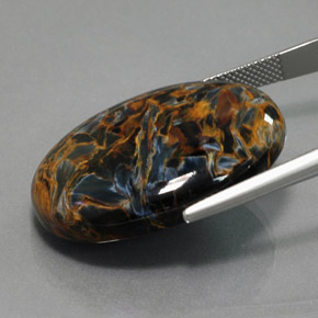 Pietersita azul natural de 36,58 ct, corte óvalo, opaco