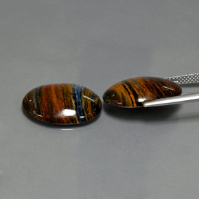 Gemas de Pietersita Azul grisáceo natural de  ct, Corte Óvalo, Opaco