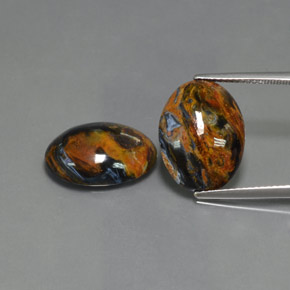 Gemas de pietersita azul natural de  ct, corte óvalo, opaco