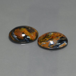 Gemas de pietersita azul natural de  ct, corte óvalo, opaco