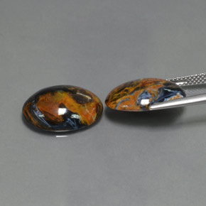 Gemas de pietersita azul natural de  ct, corte óvalo, opaco