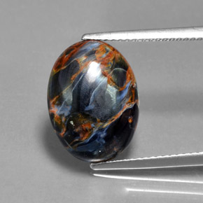 Pietersita multicolor natural de 5,42 ct, corte óvalo, opaco