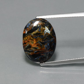 Pietersita multicolor natural de 4,67 ct, corte óvalo, opaco