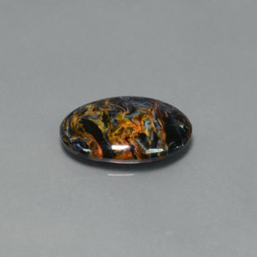 Pietersita multicolor natural de 4,67 ct, corte óvalo, opaco