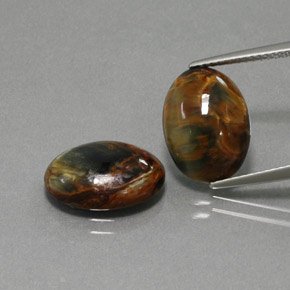 Gemas de pietersita multicolor natural de  ct, corte óvalo, opaco