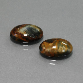 Gemas de pietersita multicolor natural de  ct, corte óvalo, opaco