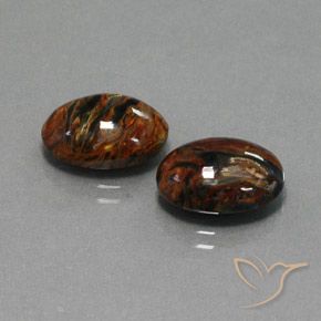 Gemas de Pietersita Multicolor natural de 9.83 ct, Ovalada, Opaco