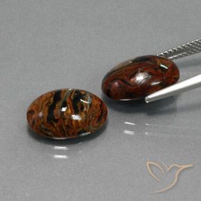 Gemas de Pietersita Multicolor natural de 9.83 ct, Ovalada, Opaco