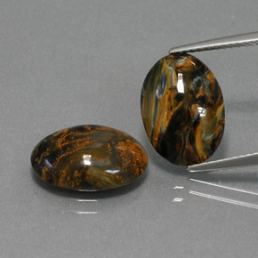 Gemas de pietersita multicolor natural de  ct, corte óvalo, opaco