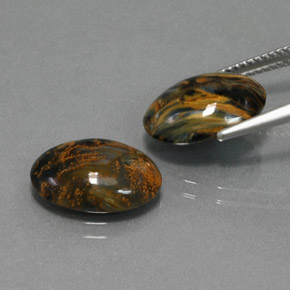 Gemas de pietersita multicolor natural de  ct, corte óvalo, opaco