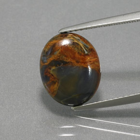 Pietersita multicolor natural de 3,60 ct, corte óvalo, opaco