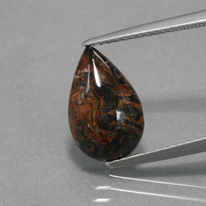 Pietersita multicolor natural de 2,14 ct, en forma de pera, opaco