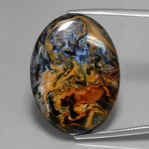 Pietersita multicolor natural de 24,42 ct, corte óvalo, opaco