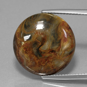 Pietersita multicolor natural de 13,41 ct, corte redondo, opaco