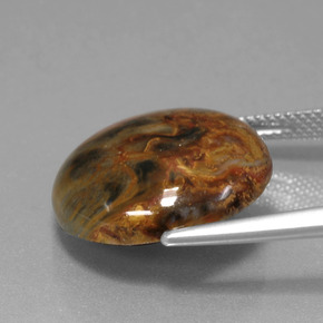 Pietersita multicolor natural de 13,41 ct, corte redondo, opaco