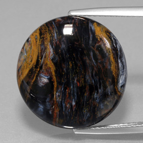 Pietersita multicolor natural de 13,82 ct, corte redondo, opaco