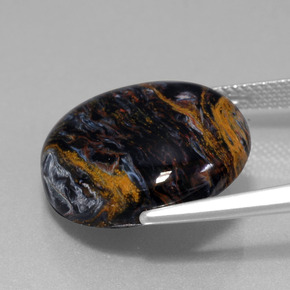 Pietersita multicolor natural de 13,82 ct, corte redondo, opaco