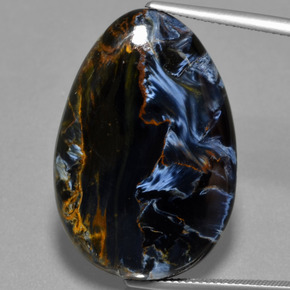Pietersita multicolor natural de 30,52 ct, en forma de pera, opaco