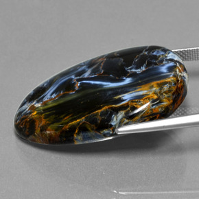Pietersita multicolor natural de 30,52 ct, en forma de pera, opaco