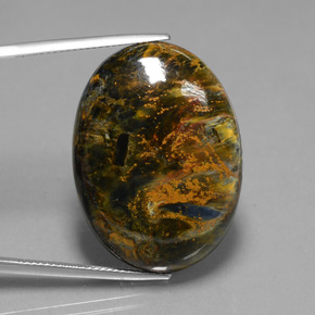 Pietersita multicolor natural de 37,04 ct, corte óvalo, opaco