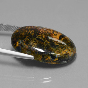 Pietersita multicolor natural de 37,04 ct, corte óvalo, opaco