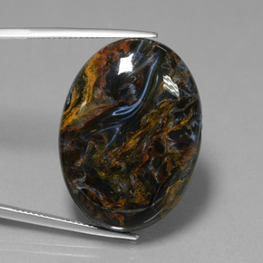 Pietersita multicolor natural de 41,01 ct, corte óvalo, opaco