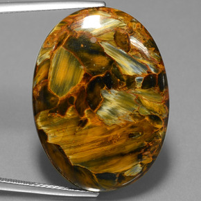 Pietersita multicolor natural de 25,72 ct, corte óvalo, opaco