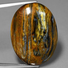 Pietersita multicolor natural de 26,71 ct, corte óvalo, opaco