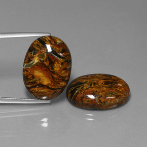 Gemas de pietersita multicolor natural de 26,37 ct, corte óvalo, opaco