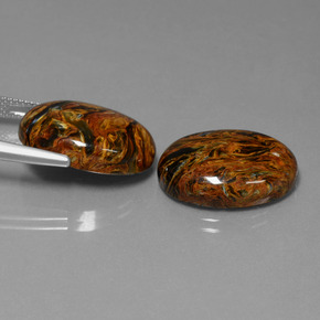Gemas de pietersita multicolor natural de 26,37 ct, corte óvalo, opaco