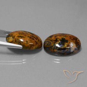 Gemas de Pietersita Multicolor natural de 28.36 ct, Ovalada, Opaco